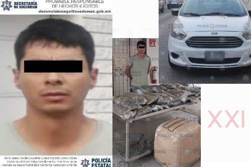 Interceptan en Aculco, auto con 30 kg de marihuana; hay un detenido